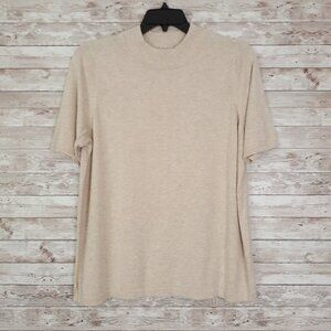 Isaac Mizrahi Live Mockneck Sweater 1X Pullover Elbow Sleeve Oatmeal NWOT 797